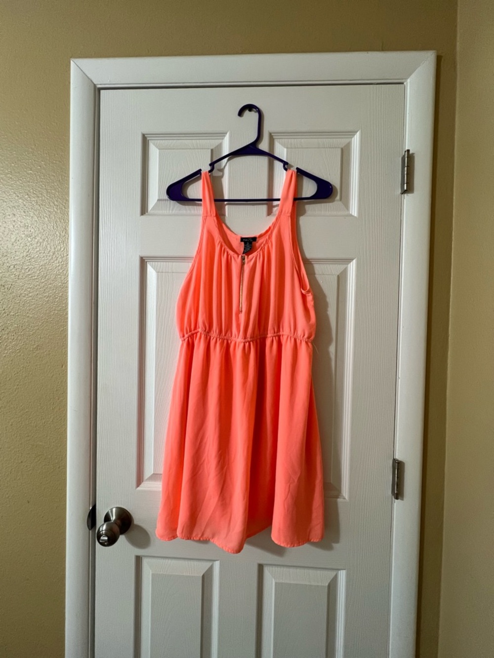 Rue21 Coral-Orange Mini Dress with Gold Zipper